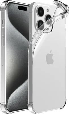 A clear, studio shot of a transparent phone case on a white background, with the back of a smartphone visible inside the case.