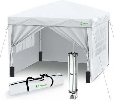 Produktbild von VOUNOT® Pavillon 3x3m mit 4 Seitenteilen & 4 Sandsäcke, Pop Up Faltpavillon, Faltbar Gartenzelt Partyzelt, inkl. Tasche, Weiß