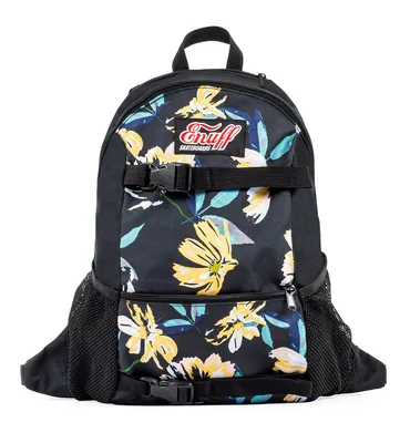 Produktbild von Enuff Rucksack ENU600 20L mit Skateboard-Tragegurten, Blumenmuster und Netztaschen