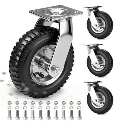 Produktbild von 4 Stück/250mm Lenkrollen Luftrollen Luftrad Pneumatische Räder Stoßdämpfend Leise Möbelräder Gummiräder Rollen Für Wagen Karren Werkbänke Mülltonnen…