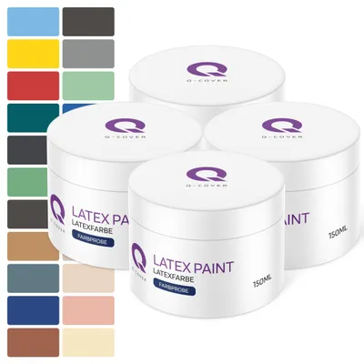 Produktbild von Latexfarbe| Innenfarbe | Wandfarbe | Deckenfarbe | Klasse 3 Mattfarbe Scheuerfest Hohe Deckkraft | Muster 150ml | Q-Cover