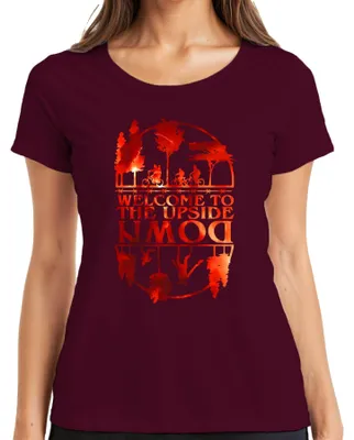 Produktbild von Welcome To The Upside Down Sci Fi 80er Retro Horror Stranger Damen T-Shirt, Burgundy, L