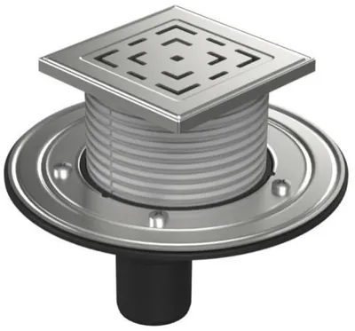 Image de Siphon de sol Chud?j D50, bride en acier inoxydable, cadre, grille LABYRINTH L1 384 N B