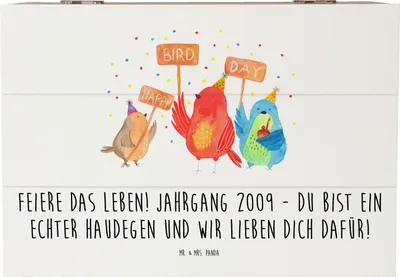 Produktbild von Mr. & Mrs. Panda Box 2009 Geburtstag 22 x 15 cm - Weiß - Geschenk, Jahrgang, Geburtstagsgeschenk, Alter, 14., fotobox, besondere Momente, Kiste, Schatzkiste, mit Deckel