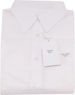 Produktbild von 0688T camicia bimba ARMANI JUNIOR cotone bianco manica lunga shirt kid