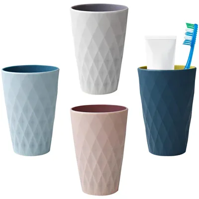Produktbild von 4er Set Zahnputzbecher Kunststoff Nordischer Stil 450ml Rutschfest
