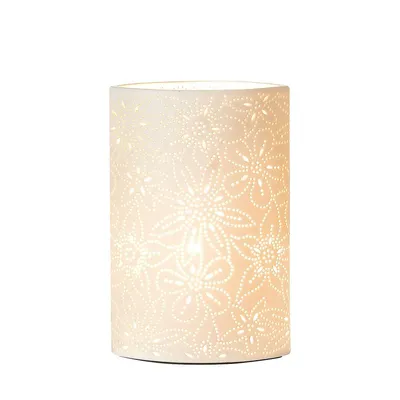 Image de Gilde Tischleuchte, Blumendesign, Porzellan, weiß, VE 1, L. 11 cm, B. 20 cm, H. 35 cm 33117 4009079331172