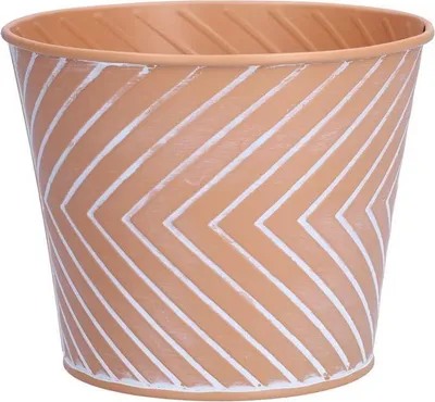 Produktbild von INNA-Glas Pflanzentopf CENDRINE Zink, Linienmuster, orange, 9,3cm, Ø11,5cm - Zink Übertopf
