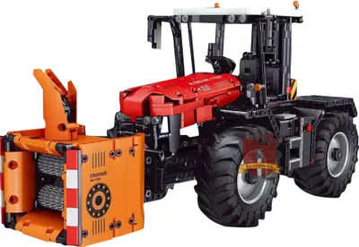 Image de 17020 - Tracteur rouge avec fraise à neige (Mould King) - Jeu de construction à emboîter