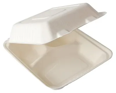 Produktbild von 200 Menüboxen, Zuckerrohr "pure" 3-geteilt 7,7 cm x 20 cm x 22 cm weiss