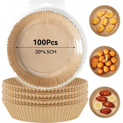Productafbeelding van 100 Stuks Bakpapier voor Heißluftfritteuse, Rond 20-24 cm