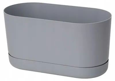Produktbild von Satina 27 länglicher Blumentopf mit Untersetzer | Platin