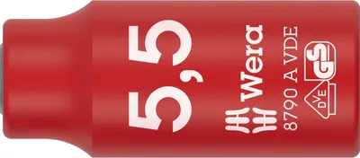 Obrázok produktu pre Wera 05005932001, Rázová hlavica, Červená, Biela, 1 hlava/hlavy, 1/4", Metrický, 5.5 mm