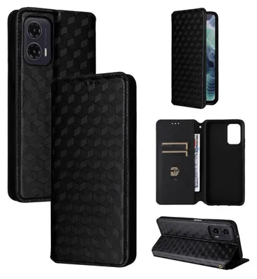 Obrázek produktu pro Pro Motorola Moto G35 5G Cubic Design Flipové koženkové pouzdro Smart Wallet Case Black