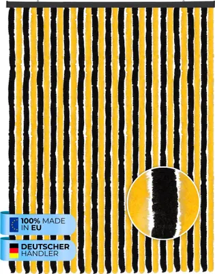 Obrázek produktu pro Chlupatý závěs 56x185cm - 140x220cm - Ebay Jednobarevná černá - žlutá-140x220 cm