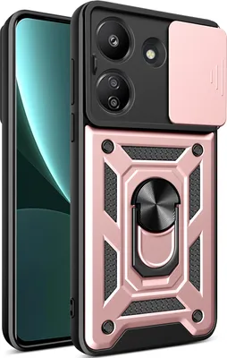 Produktbild von Hülle für Xiaomi Redmi 13C 4G mit Ring Ständer Halter Dia Kameraschutz TPU PC Hybrid Handyhülle Roségold