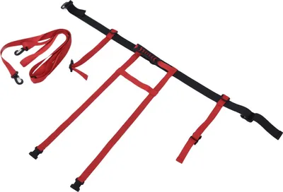 Imagen del producto de Correa de seguridad ajustable para esquí infantil, ideal para entrenamiento y uso en exteriores. Incluye arnés y correa para el hombro, en color rojo