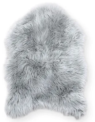 Zdjęcie produktu dla Dywan z wełny owczej, imitacja futra jagnięcego, kolor szary, wymiary 55 x 80 cm