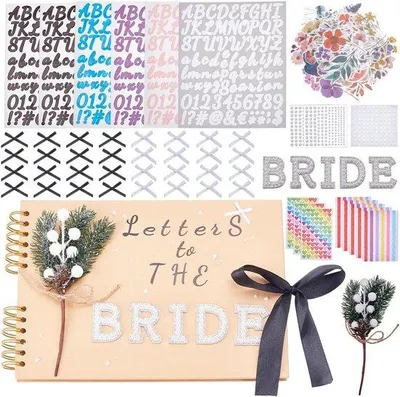 Produktbild von Brautbrief - Scrapbook - Perlenstickerset - 30 x 20 cm - Hochzeit - Erinnerungsbuch - Metallbuchstaben - Hochzeit - Selbstgestaltung - weiß - Fotoalbum - Gastenbuch mit Bändern - kreativ - persönlich - herzlich