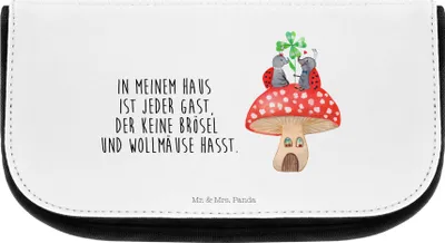Produktbild von Mr. & Mrs. Panda Kulturtasche Marienkäfer Fliegenpilz - Weiß - Geschenk, Fleigenpilzhaus, kosmetiktäschchen, Make-up Organizer, Kosmetiktasche, Schminktasche, Wohnung