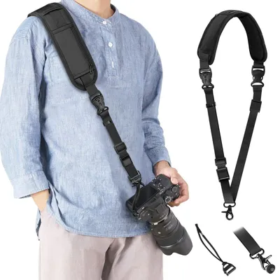 Productafbeelding van Camerariem, verstelbare nylon schouderriem met veiligheidsbevestiging voor SLR DSLR