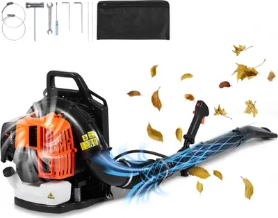 Immagine prodotto di Soffiatore a zaino 62 CC - 2 tempi a benzina - volume d'aria 1110 CFM - potente soffiatore di foglie per il giardino - leggero e maneggevole