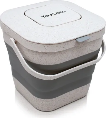 Produktbild von YourCasa® Biomülleimer Küche für Biomüll - Komposteimer Küche - FALTBAR Campingmülleimer - 4L Fassungsvermögen Weiss-Grau