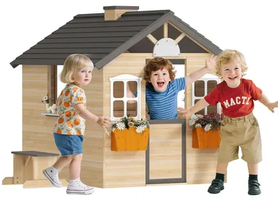 Produktbild von Kinderspielhaus aus Holz - Spielhaus - Mit Fenster und Briefkasten - Ab 14 Jahren