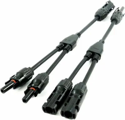 Produktbild von Solarkabel Y 1 zu 2 -Verteiler,1 Paar MC-4 Kabel Solarpanel 1Y2 12AWG Y Solarkabel Stecker Fotovoltaik Kabel Y Stecker,1Y2 Stecker Paar für Solaranlage Steckerfertig(Rot +Schwarz).
