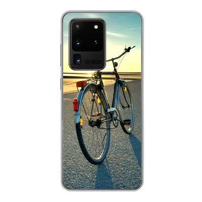 Produktbild von MuchoWow® Handyhülle Schutzhülle Hülle für Samsung Galaxy S20 Ultra Nordsee - Fahrrad - Sonnenuntergang Silikon Softcase Handy Hülle - Karteninhaber