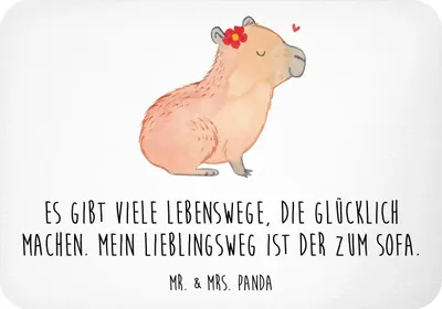 Produktbild von Mr. & Mrs. Panda magnet Capybara Blume - Weiß - Geschenk, zettelhalter, Pinnwandmagnet, Kühlschrankmagnet, Gute Laune, whiteboardmagnet, Notizhalter