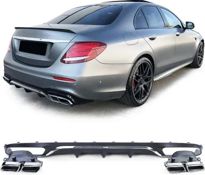 Produktbild von Sport Heckdiffusor mit Endrohren Chrom für Mercedes E Klasse W213 ohne AMG Line