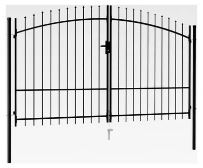Produktbild von Doppelflügeltor mit Speerspitzen 3 x 1,75 m Schwarz