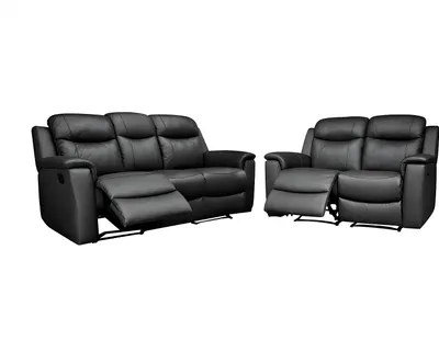 Produktbild von 3-Sitzer und 2-Sitzer Sofa mit Relaxfunktion EVASION - schwarz - mit Stehtisch