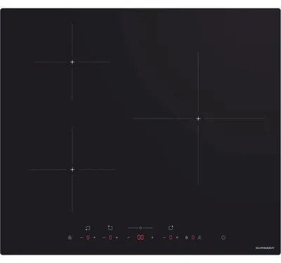Imagen del producto de Placa de inducción SCHNEIDER SCTI630N1S, con 3 zonas de cocción, dimensiones: 52 x 59 x 5,5 cm