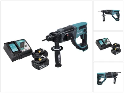 Obrázek produktu pro Akumulátorové kombinované kladivo Makita DHR 202 RT 18 V 2,0 J SDS Plus + 2x akumulátor 5,0 Ah + nabíječka.