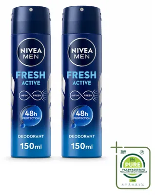 Immagine prodotto di 2 spray deodoranti NIVEA MEN Fresh Active - 150 ml - Confezione grande - 2 pezzi