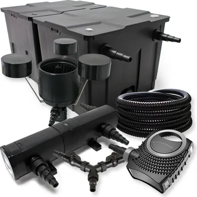 Image de SunSun Kit complet: CBF-350B Filtre de bassin jusqu'à 60000 L, NEO10000 pompe de filtration 10000l/h 80W, CUV-236 lampe uv 36W, 25m Tuyau 25 mm, CSP-250 Écumeur 2500l/h 45W, Y-distributeur