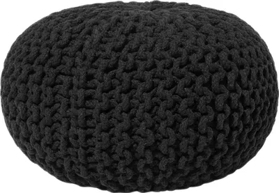 Obrázek produktu pro BELIANI Pouf černý 100% bavlna kulatý Ø40 cm elegantní moderní