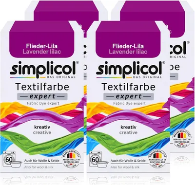 Produktbild von Simplicol Textilfarbe expert Flieder-Lila 150g - Farbe zum Färben (4er Pack)