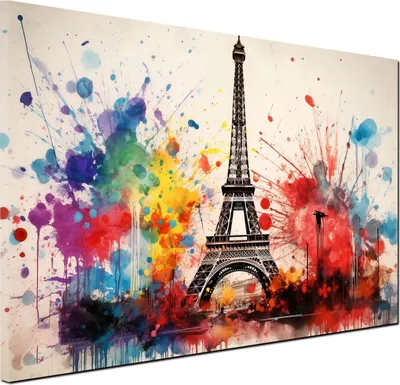 Produktbild von Eiffelturm abstrakt Frankreich Wandbild Leinwandbild Kunstdruck XL Pop Art Deko: 120x80x2cm