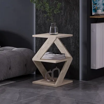 Image de Skye Decor, Albeni - Travertine, Travertine, table d'appoint, 29,6 x 54,2 x 29,6 cm, 100 % MELAMINE COATED SPANPLATES