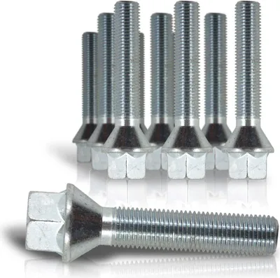 Zdjęcie produktu dla 10x szpilki do kół śruby do kół przekładki do felg aluminiowych kołnierz stożkowy M12 x 1.5 60mm