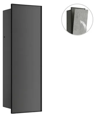 Obrázek produktu pro Zápustná skříňka na toaletní papír Inova - do obkladu - 1 police - černá matná - 61,4x19,6x16 cm