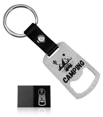 Productafbeelding van Flesopener sleutelhanger - Metalen accessoires voor kamperen - Geschikt voor campers en caravans