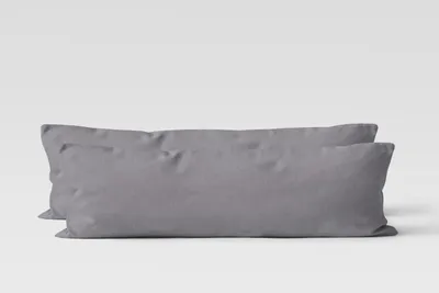 Produktbild von 2er Set Renforcé UNI Kissenhüllen 40x145 cm Seitenschläferkissen Garnitur 100% Baumwolle Mit Reißverschluss grau