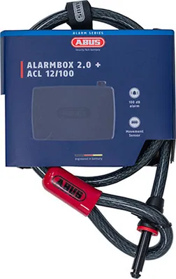 Produktbild von ABUS Alarmbox 2.0 - Mobile Alarmanlage + Anschlusskabel ACL 12/100 - sichert Fahrräder, Kinderwagen, E-Scooter - intelligenter 100 dB Alarm - Schwarz