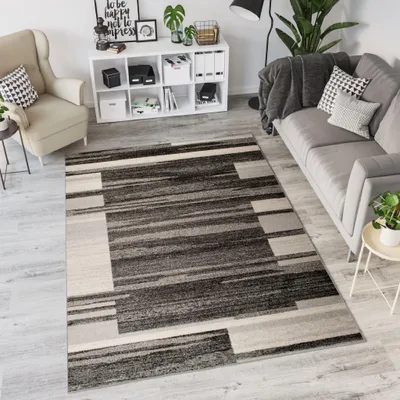 Immagine prodotto di Tappeto soggiorno camera da letto a pelo corto moderno design screziato beige crema grigio nero ÖKOTEX 160 x 220 cm