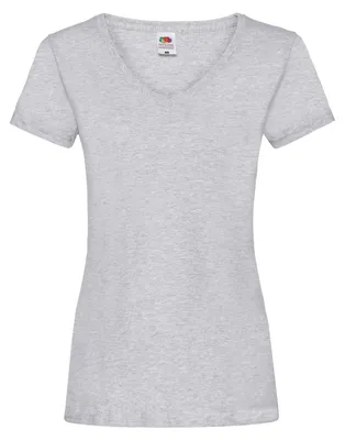 Image de Fruit of the Loom - T-shirt « Valueweight » à col en V pour femmes LT2261 (L) (gris chiné)