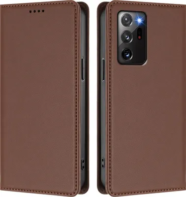 Image de Etui en cuir pour Samsung Galaxy Note 20 Ultra, étui magnétique en cuirPolyuréthaneavec support Marron